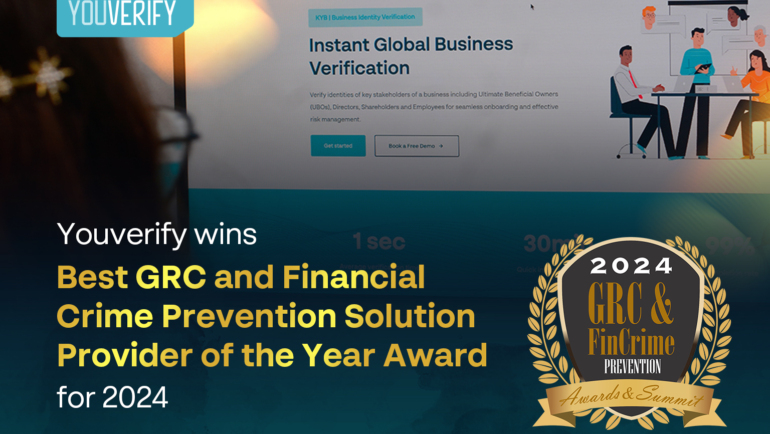 Youverify Wins Prestigious GRC and Fincrime Award for Best GRC